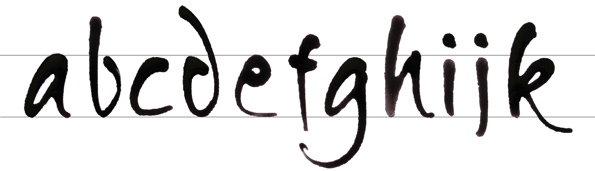 Buchstaben mit der Schnurzugfeder geschrieben