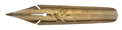 Kalligraphie Spitzfeder, Geo. W. Hughes, No. 1887, Local Government Pen