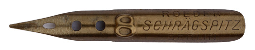 Linksgeschrägte Feder, S. Röder, No. 8, Schrägspitz