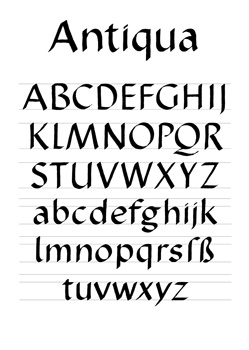 Kalligraphie-Vorlage, Alphabet Antiqua