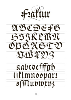 Kalligraphie-Schrift-Vorlage, Alphabet Fraktur