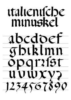 Kalligraphie-Alphabet Italienische Minuskel