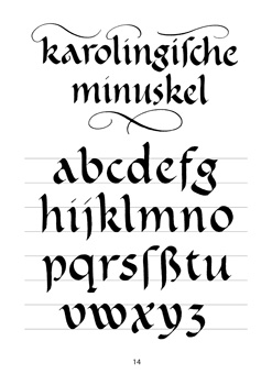 Kalligraphie-Schrift-Vorlage, Alphabet Karolingische Minuskel