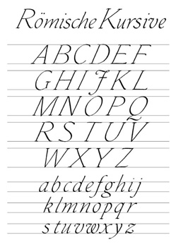 Kalligraphie-Alphabet Roemische Kursive