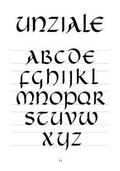 Kalligraphie-Schrift-Vorlage, Alphabet Unziale