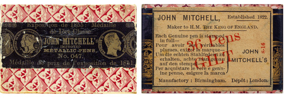 Antike Schreibfederschachtel, John Mitchell, No. 047, Plume Ballon