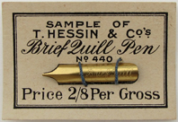 Advertising sample of T. Hessin & Co, Brief Quill Pen no. 440